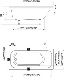 Ванна акриловая Ravak CHROME SLIM 150х70 пристенная, белый (C721300000)
