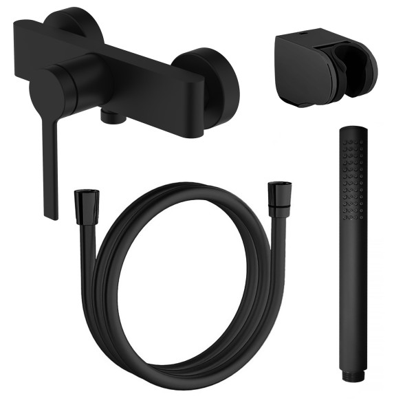 Смеситель для душа Azario VINCENTE с ручным душем, керамический картридж, без излива, черный матовый (AZ-VRZ338326PA)