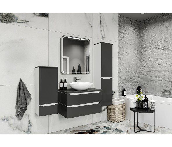 Зеркальный шкаф MIXLINE &amp;quot;ВИКТОРИЯ&amp;quot; 700*800 (ШВ) 2 ств,левый, сенсорный выкл, светодиодная подсветка - MLW.Vik.7-8.L.1.2 