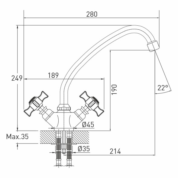 Смеситель для кухни 1/2 кер. MIXLINE ML30-03 &amp;quot;Classic&amp;quot; - ML30-03 