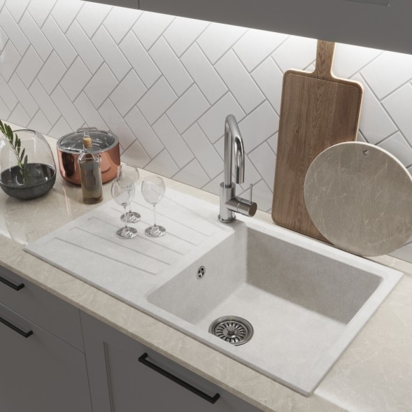 Мойка ML-GM20 КОМФОРТ с крылом, ультра-белая  (341), 830*480*190мм - 00-00009416 