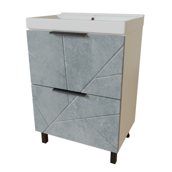 Тумба д/ванной &amp;quot;Гранд-60&amp;quot; Бетон под раковину Fest-60 (Sanita Lux) (ПВХ) - 553026 