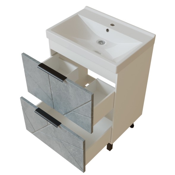 Тумба д/ванной &amp;quot;Гранд-60&amp;quot; Бетон под раковину Fest-60 (Sanita Lux) (ПВХ) - 553026 