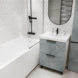 Тумба д/ванной "Гранд-60" Бетон под раковину Fest-60 (Sanita Lux) (ПВХ) - 553026