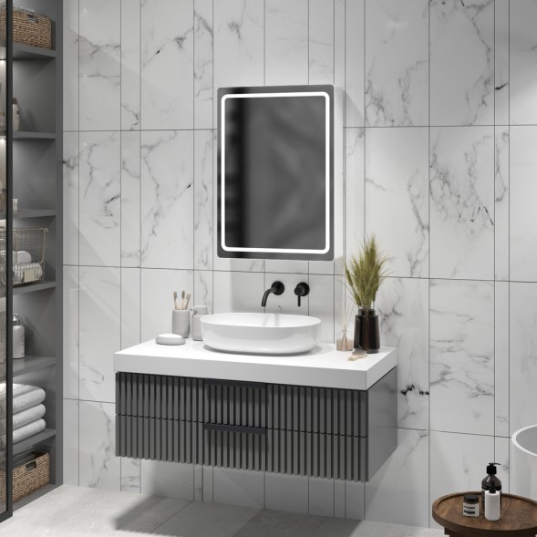 Зеркальный шкаф MIXLINE &amp;quot;Симпл&amp;quot; 500*700 (ШВ) универсальный,механический выкл., светодиодная подсветк - МВК397 