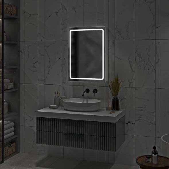 Зеркальный шкаф MIXLINE &amp;quot;Симпл&amp;quot; 500*700 (ШВ) универсальный,механический выкл., светодиодная подсветк - МВК397 