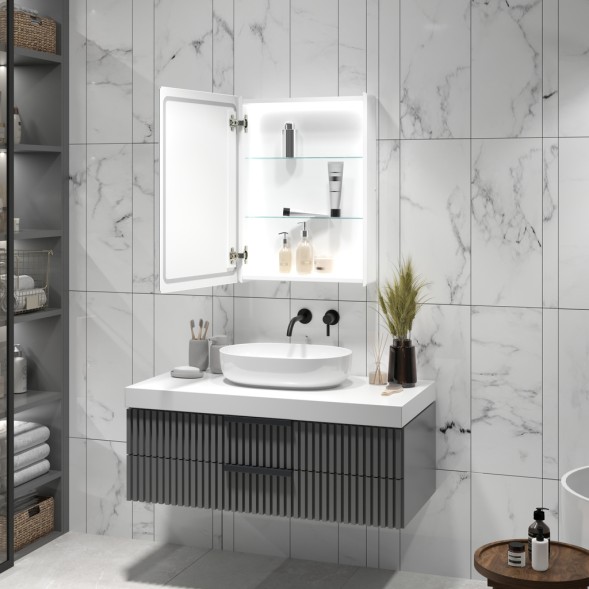 Зеркальный шкаф MIXLINE &amp;quot;Симпл&amp;quot; 500*700 (ШВ) универсальный,механический выкл., светодиодная подсветк - МВК397 