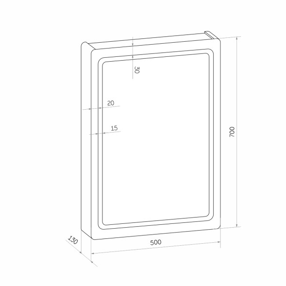 Зеркальный шкаф MIXLINE &amp;quot;Симпл&amp;quot; 500*700 (ШВ) универсальный,механический выкл., светодиодная подсветк - МВК397 
