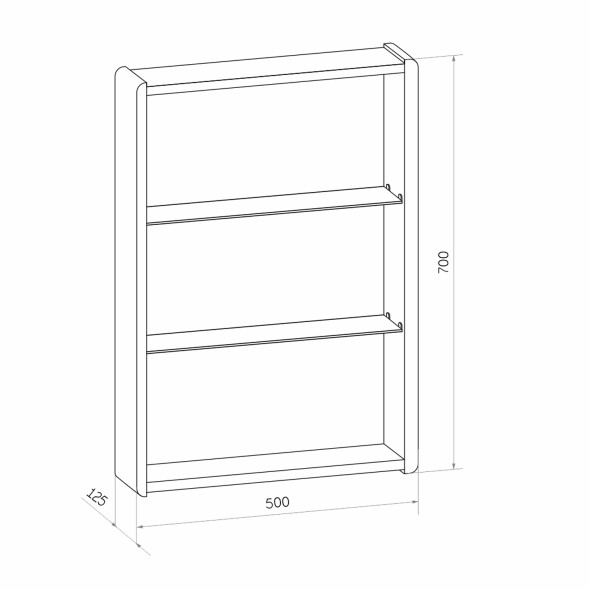 Зеркальный шкаф MIXLINE &amp;quot;Симпл&amp;quot; 500*700 (ШВ) универсальный,механический выкл., светодиодная подсветк - МВК397 