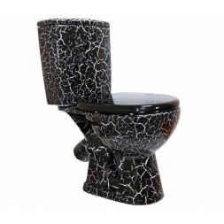 Унитаз-компакт "Уют" черный кракелюр (косой, нижн, сид полип, 2-кн арм) (Rosa) - 4610119200022