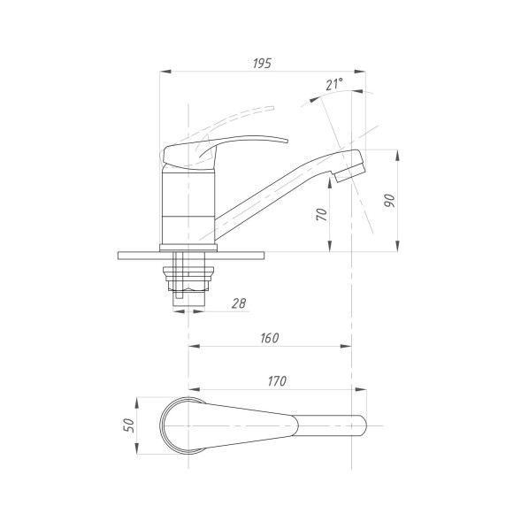 Смеситель для кухни 35к ПРОФСАН ПСМ-104-32 &amp;quot;КОМПЛЕКТАЦИЯ&amp;quot; длин.пов. излив 9 см, п/гайку ХРОМ - PSM-104-32 