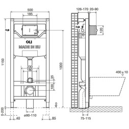 Инсталляция OLI 120 ECO Sanitarblock pneumatic пневматическая, метал. крепления (879235)