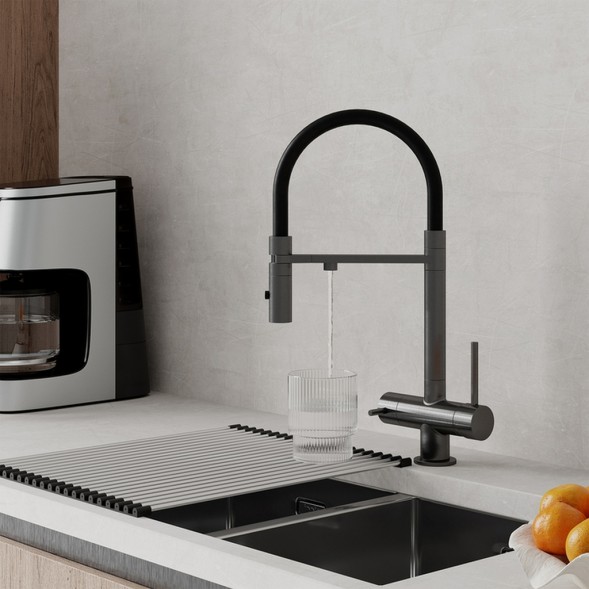 Смеситель для кухни 35к IDDIS ACEGMFFi05 &amp;quot;Ace&amp;quot; высокий, 3 в1, вых. д/пит. фильтра, душ  ГРАФИТ - ACEGMFFi05 