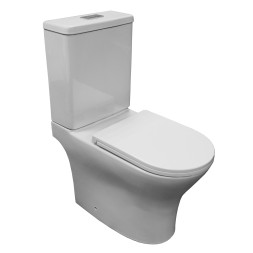 Унитаз напольный Azario Tesoro безободковый система смыва Tornado, сиденье микролифт 650х350х400 (AZ-8501)