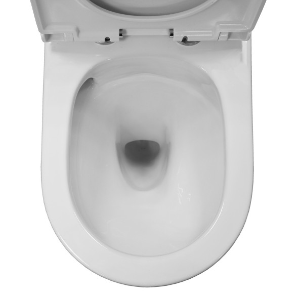 Унитаз напольный Azario Tesoro безободковый система смыва Tornado, сиденье микролифт 650х350х400 (AZ-8501)