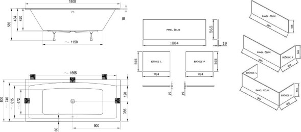Ванна акриловая Ravak FORMY 02 SLIM 180x80 пристенная, белый  (C891300000)