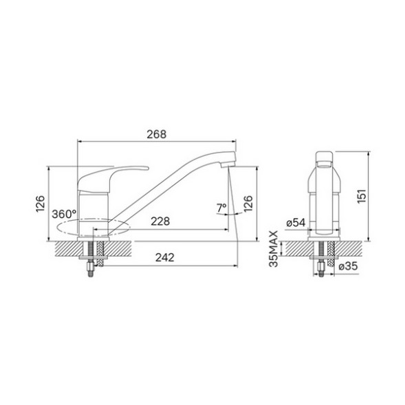 Смеситель для кухни 35к IDDIS K56001C &amp;quot;Alborg&amp;quot; длинный излив ХРОМ - K56001C 