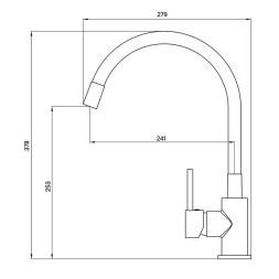 Смеситель для кухни 35к Milardo M01SB0FM05 "Meal" гибкий излив ХРОМ-ЧЕРНЫЙ - M01SB0FM05