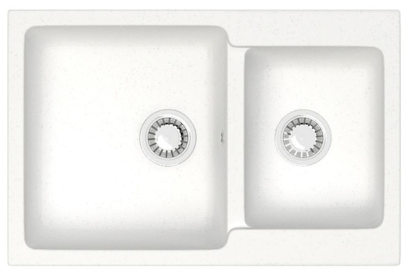 Кухонная мойка AZARIO Grand 765х500х190 двойная, искусственный мрамор, цвет Белый (CS00079900)