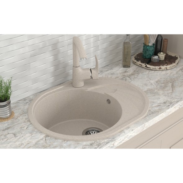 Мойка ML-GMS08 СТАНДАРТ овальная с крылом, бежевый (328), 570*460*170мм - 00-00002331 