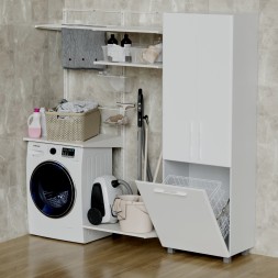 Пенал "СПУТНИК-60" белый с корзиной (600*1900*335) (ПВХ) - 553951