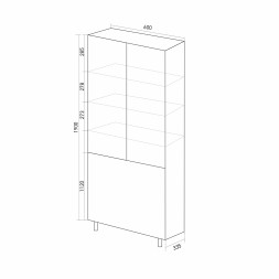 Пенал "СПУТНИК-60" белый с корзиной (600*1900*335) (ПВХ) - 553951