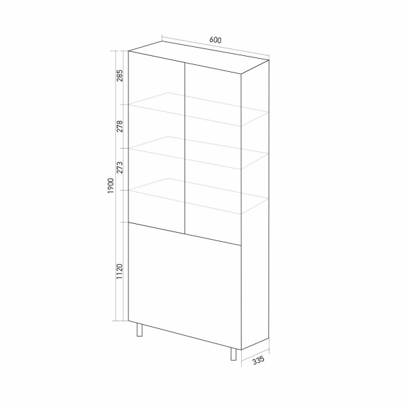 Пенал &amp;quot;СПУТНИК-60&amp;quot; белый с корзиной (600*1900*335)  (ПВХ) - 553951 