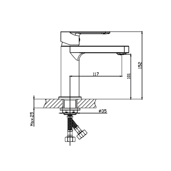 Смеситель для раковины 35к HB10617 HAIBA б/отв п/гайку^ - HB10617 