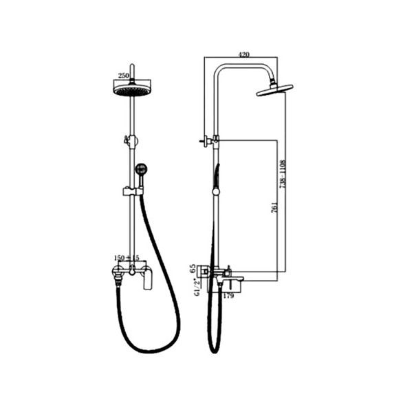 Душевая система 35к HB24505-3 HAIBA лейка &amp;quot;Тропический душ&amp;quot; оружейная сталь - HB24505-3 