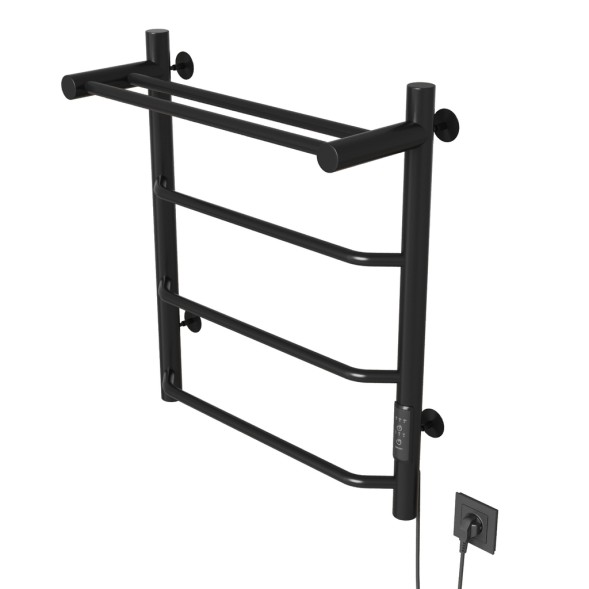 Полотенцесушитель MIXLINE MIRA  60х50 (таймер, 251Вт, 3 перекладины + ПОЛКА) электрический ЧЕРНЫЙ - ML-557158 