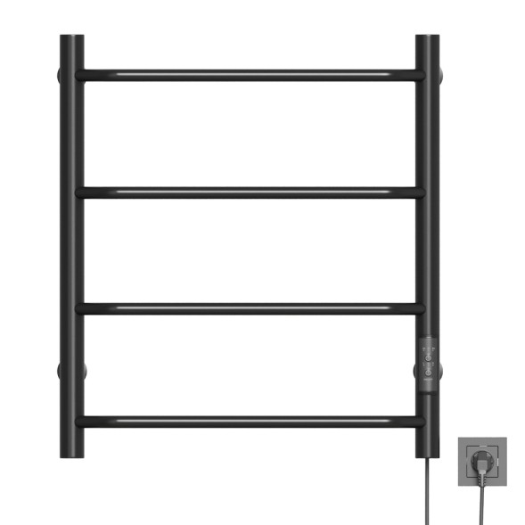 Полотенцесушитель MIXLINE MIRA  60х50 (таймер, 251Вт, 3 перекладины + ПОЛКА) электрический ЧЕРНЫЙ - ML-557158 