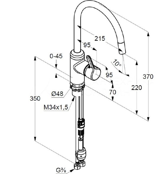 Смеситель для кухни KLUDI BINGO STAR с выдвижным изливом, черный матовый (428513978)