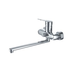 Смеситель для ванны и раковины 40к CN22337 CRON L-излив 400 мм, с душ. аксессуарами ХРОМ - CN22337