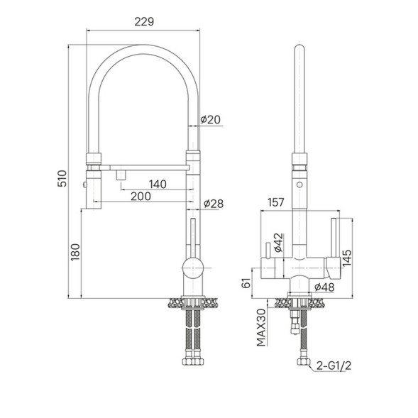 Смеситель для кухни 35к IDDIS ACESBFFi05 &amp;quot;Ace&amp;quot; высокий, 3 в1, вых. д/пит. фильтра, душ  ХРОМ - ACESBFFi05 