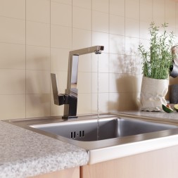 Смеситель для кухни 25k MIXLINE ML20-032 "Quadro" высокий излив боковая ручка - ML20-032