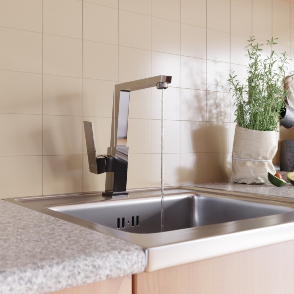 Смеситель для кухни 25k MIXLINE ML20-032 &amp;quot;Quadro&amp;quot; высокий излив боковая ручка - ML20-032 