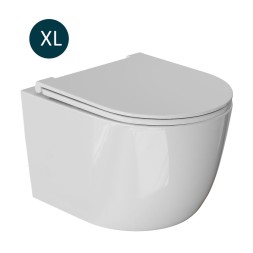 Унитаз подвесной безободковый WAVE LARA сид. дюропласт, м/л, быстр, БЕЛЫЙ глянец (XL) - 551738