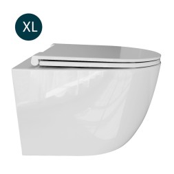 Унитаз подвесной безободковый WAVE LARA сид. дюропласт, м/л, быстр, БЕЛЫЙ глянец (XL) - 551738