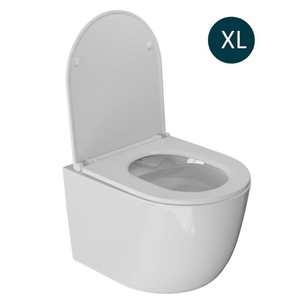 Унитаз подвесной безободковый WAVE LARA сид. дюропласт, м/л, быстр, БЕЛЫЙ глянец (XL) - 551738 