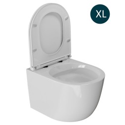 Унитаз подвесной безободковый WAVE LARA сид. дюропласт, м/л, быстр, БЕЛЫЙ глянец (XL) - 551738