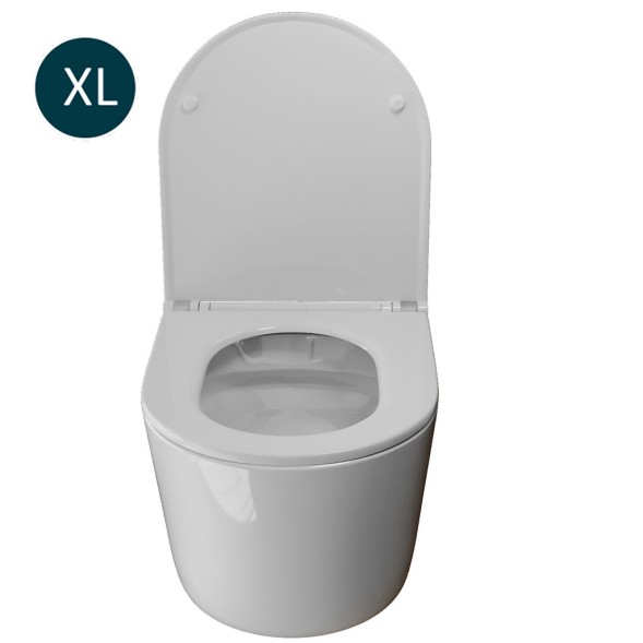 Унитаз подвесной безободковый WAVE LARA сид. дюропласт, м/л, быстр, БЕЛЫЙ глянец (XL) - 551738 