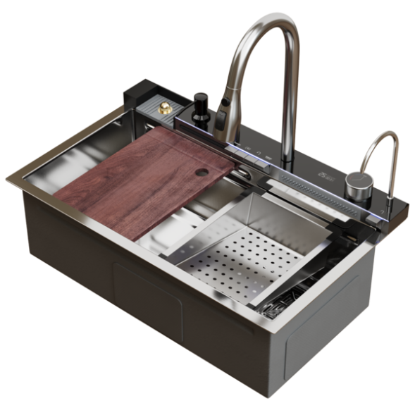 Мойка настол.монтаж 75х46 (3,0) вып 3 1/2  MIXLINE PRO 21,5см V2.0 (сатин) сиф+доз+смес+кол+д/р+о/с - 554163 