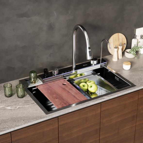 Мойка настол.монтаж 75х46 (3,0) вып 3 1/2  MIXLINE PRO 21,5см V2.0 (сатин) сиф+доз+смес+кол+д/р+о/с - 554163 