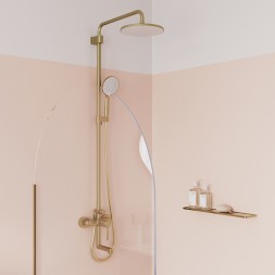 Душевая система 35к IDDIS AIGMG3Fi06 "Aiger" лейка "Тропический душ", ЗОЛОТО матовый - AIGMG3Fi06