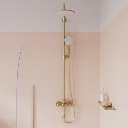 Душевая система 35к IDDIS AIGMG3Fi06 "Aiger" лейка "Тропический душ", ЗОЛОТО матовый - AIGMG3Fi06