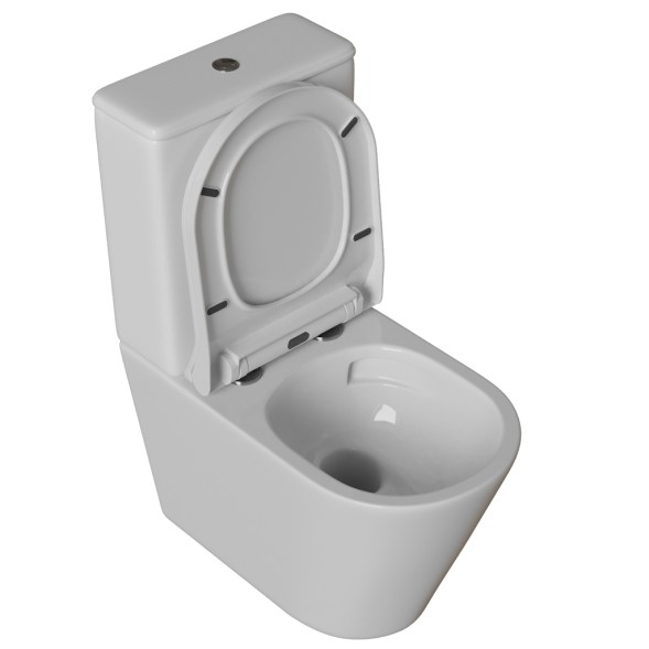 Унитаз-компакт безободковый WAVE ALEO Tornado1.0, гор,ниж,2-кн.арм,сид.полипр,м/л,быстр,БЕЛЫЙ глянец - 554620 