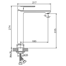 Смеситель для раковины 35к HB11590-7 HAIBA высокий, литой б/отв п/гайку ЧЕРНЫЙ^ - HB11590-7 