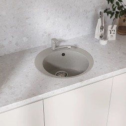 Мойкa ML-GMU01 УЛЬТРА круглая, серый камень, 475 мм (глуб. чаши 170) - 00-001404