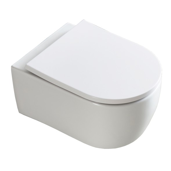 Унитаз подвесной Azario NEMI 530*360*360 безободковый, система слива &amp;quot;Торнадо&amp;quot;, с быстросъемным сиденьем микролифт (AZ-1293WH)