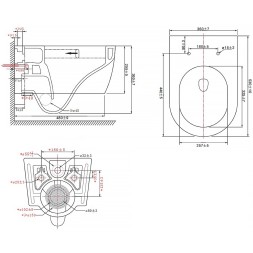 Унитаз подвесной Azario NEMI 530*360*360 безободковый, система слива "Торнадо", с быстросъемным сиденьем микролифт (AZ-1293WH)